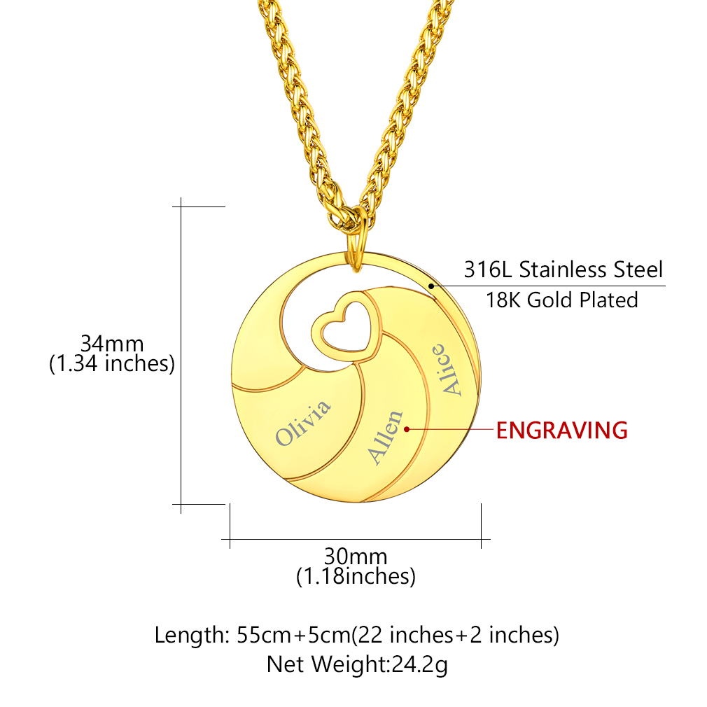 Collier Prénom Personnalisé Gravé en Acier Inoxydable Taille