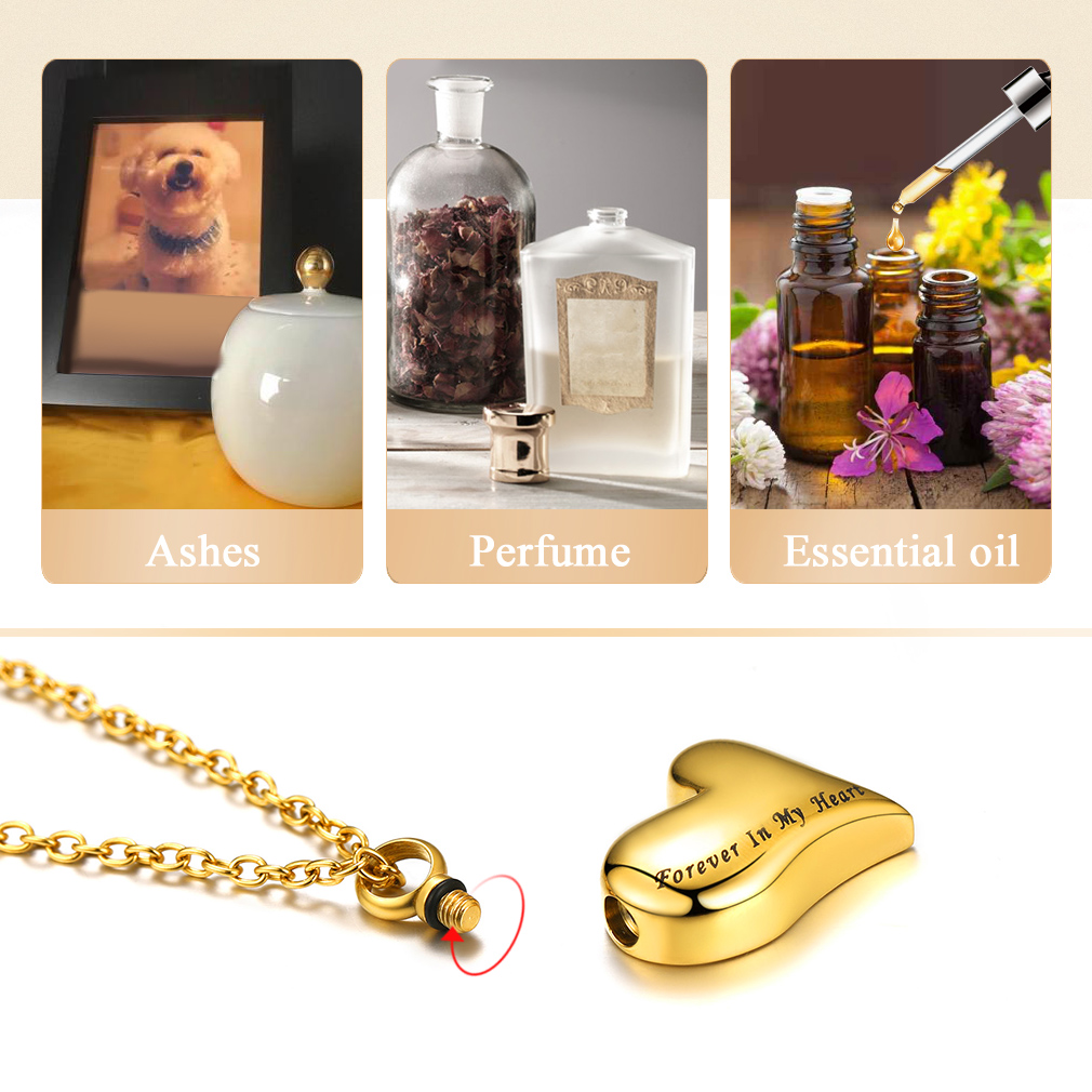 Collier Urne Crémation Personnalisé  Cœur Gravé pour Cendres Fonction