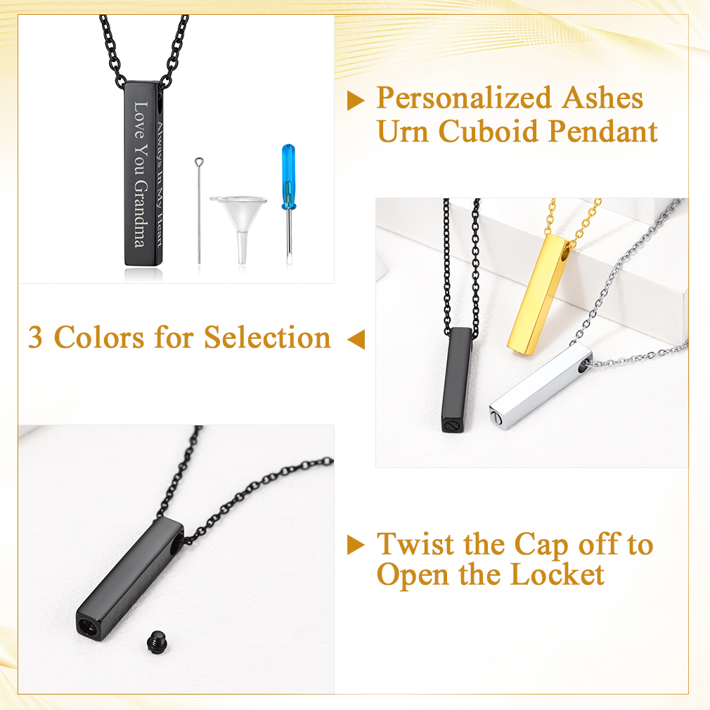 Collier Urne Personnalisé en Acier pour Cendres Detail