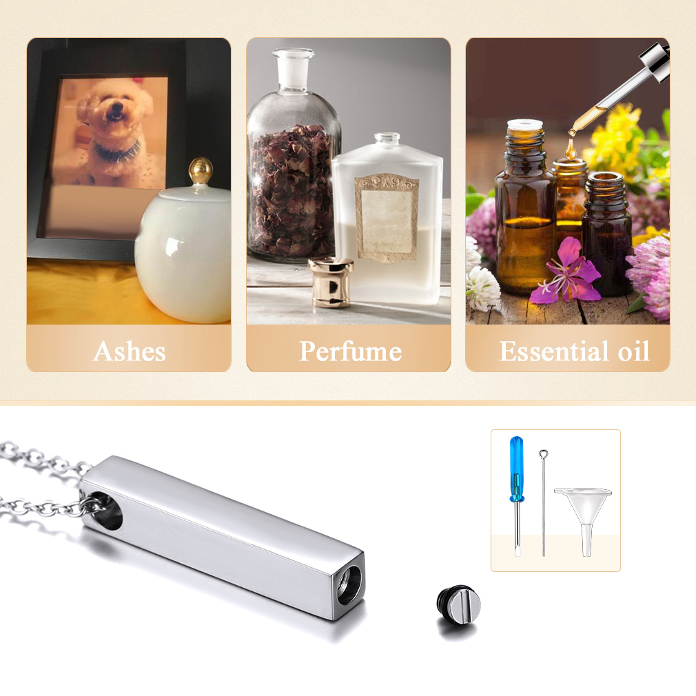 Collier Urne Personnalisé en Acier pour Cendres 3 utilisations