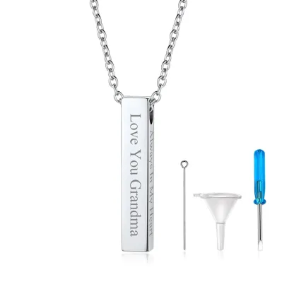 Collier Urne Personnalisé en Acier pour Cendres Argenté