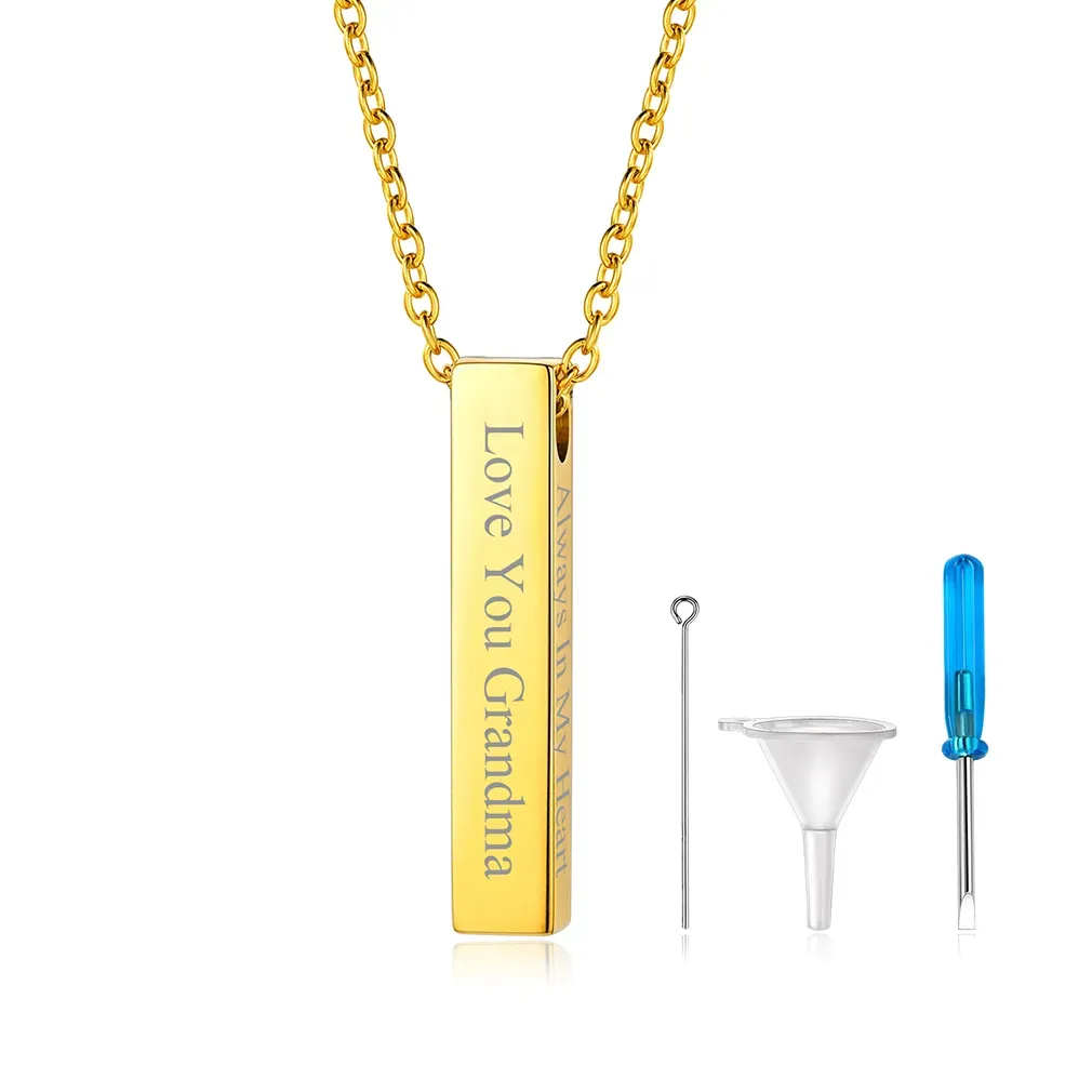 Collier Urne Personnalisé en Acier pour Cendres Or