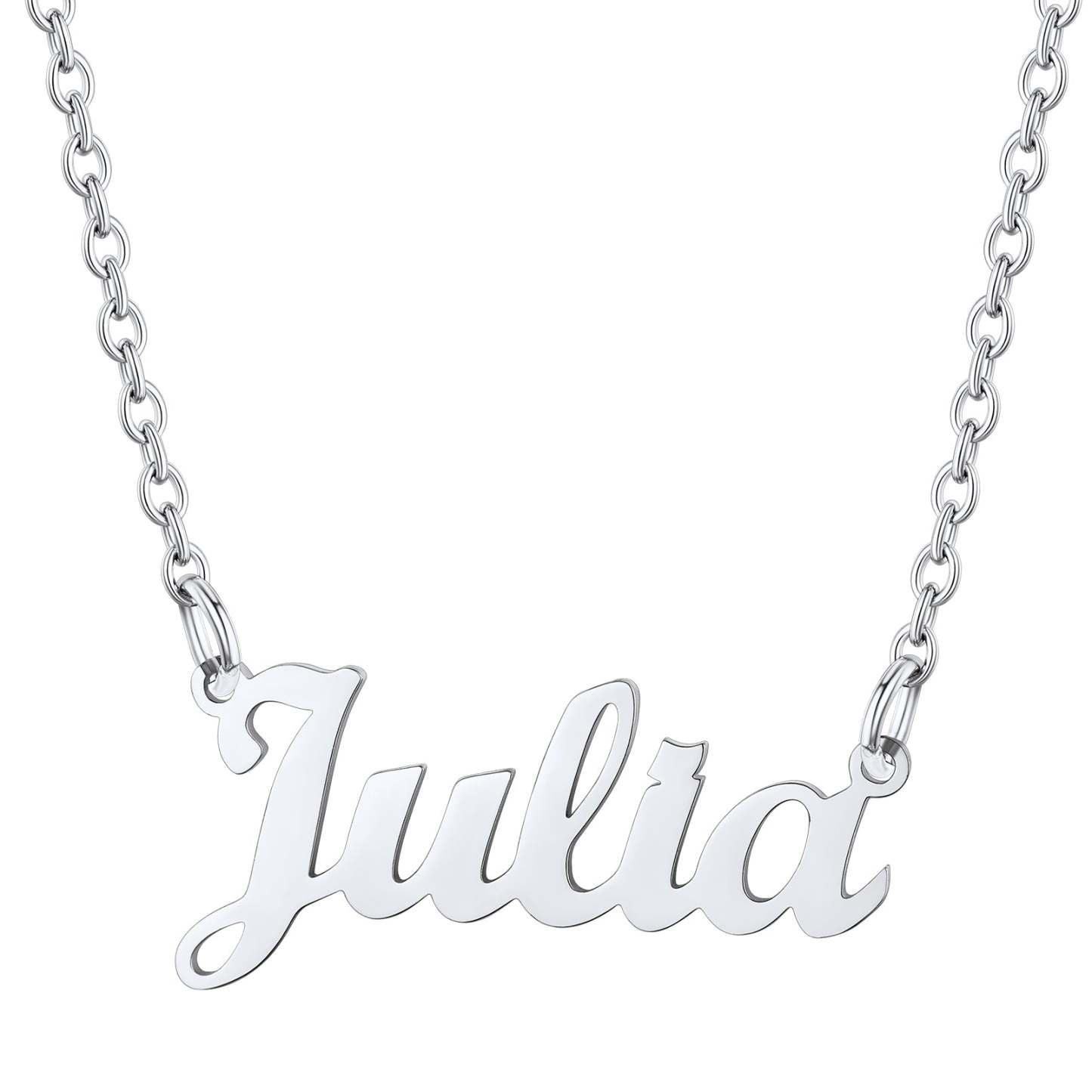 Collier Personnalisé avec Nom en Acier Inoxydable Julia Argenté