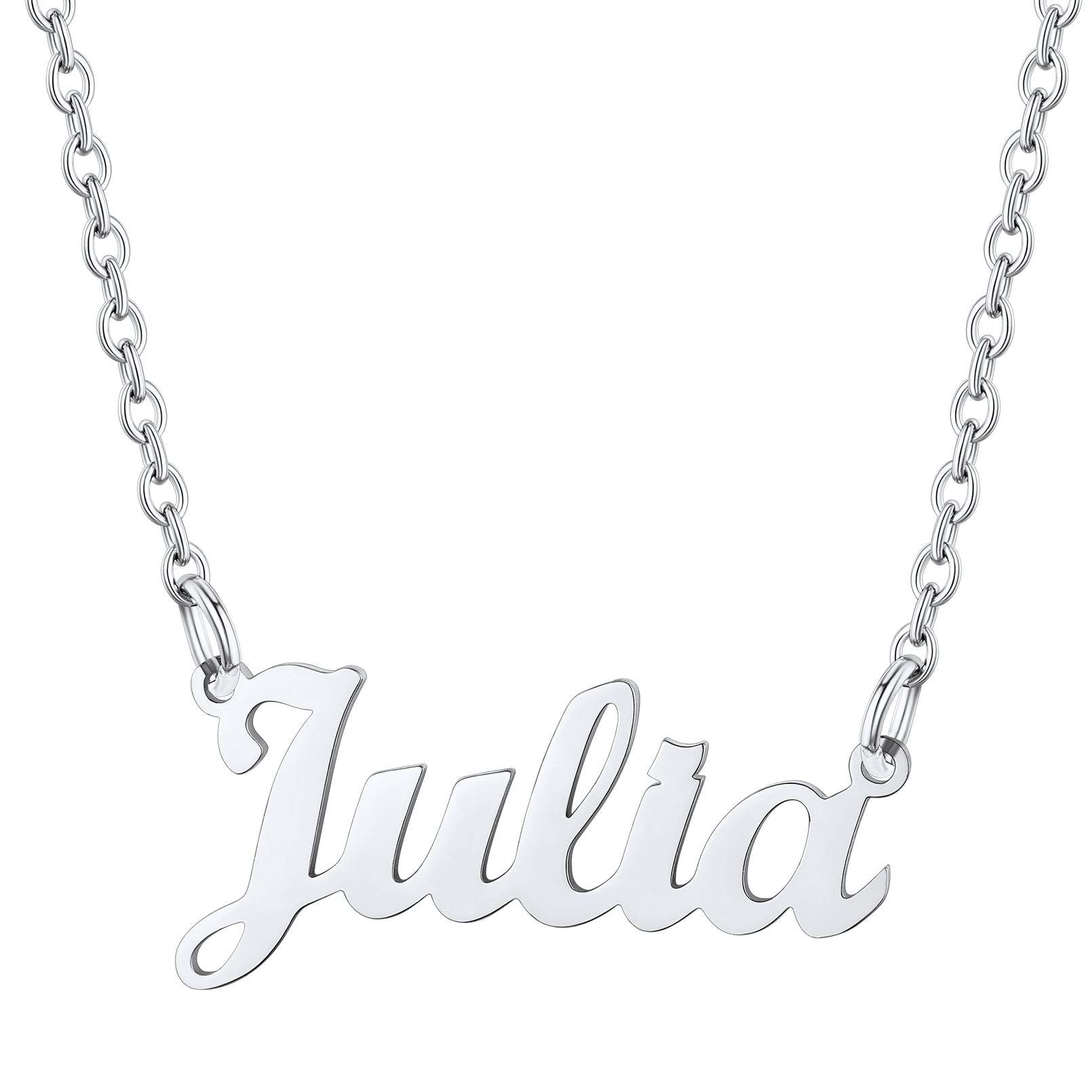 Collier Personnalisé avec Nom en Acier Inoxydable Julia Argenté