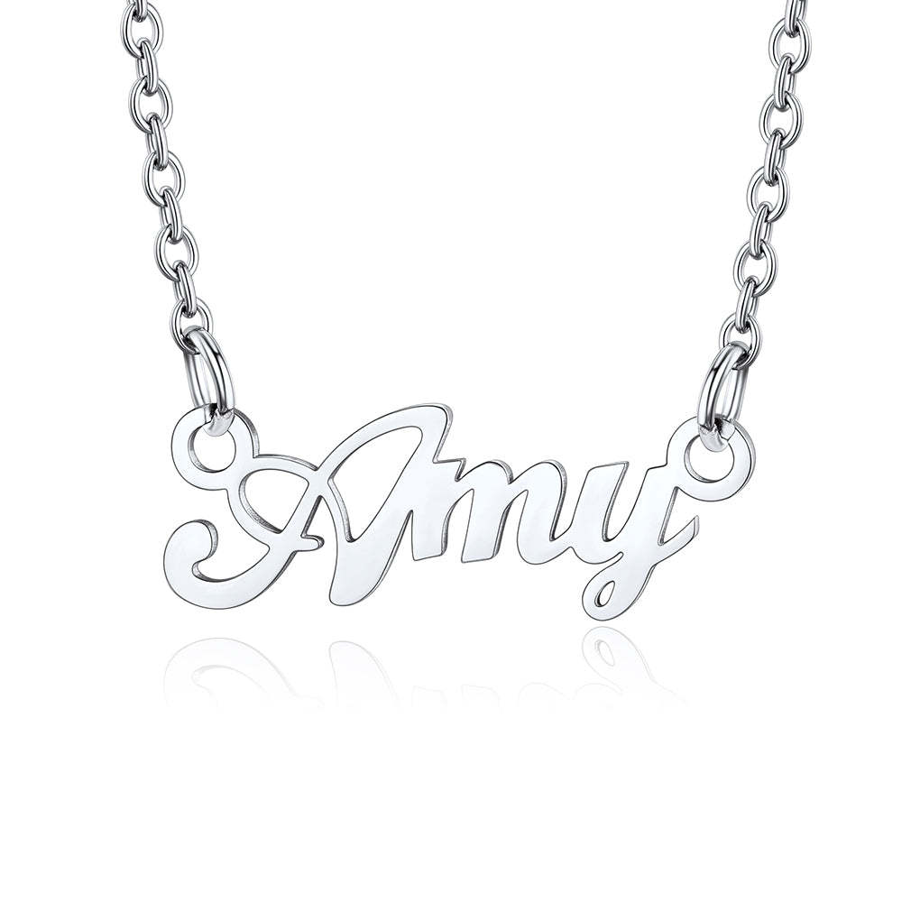 Collier Personnalisé avec Nom en Acier Inoxydable Amy Argent