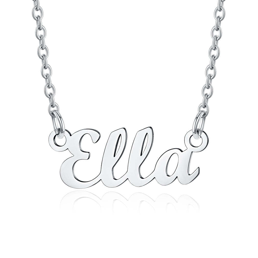Collier Personnalisé avec Nom en Acier Inoxydable Ella Argent