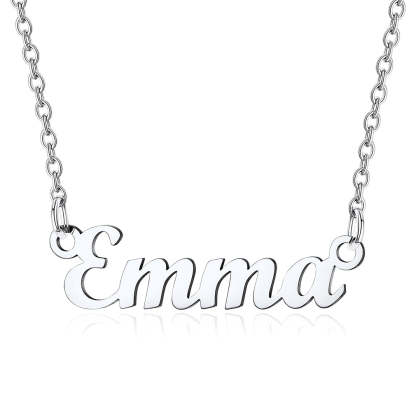 Collier Personnalisé avec Nom en Acier Inoxydable Emma Argent