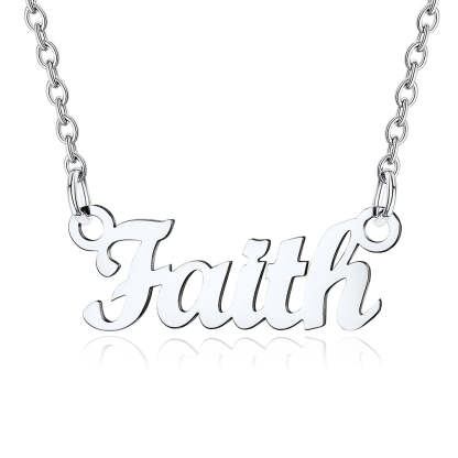 Collier Personnalisé avec Nom en Acier Inoxydable Faith Argent