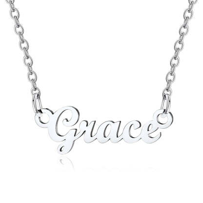 Collier Personnalisé avec Nom en Acier Inoxydable Grace Argent