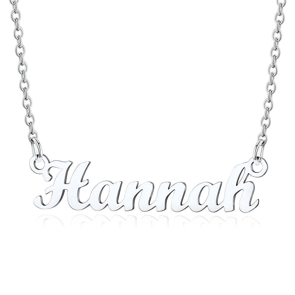 Collier Personnalisé avec Nom en Acier Inoxydable Hannah Argent