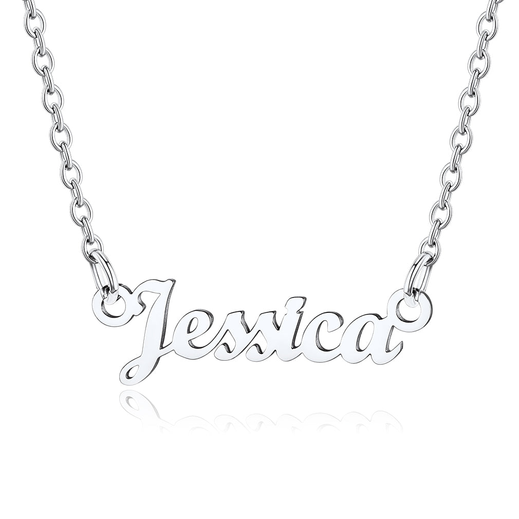 Collier Personnalisé avec Nom en Acier Inoxydable Jessica Argent