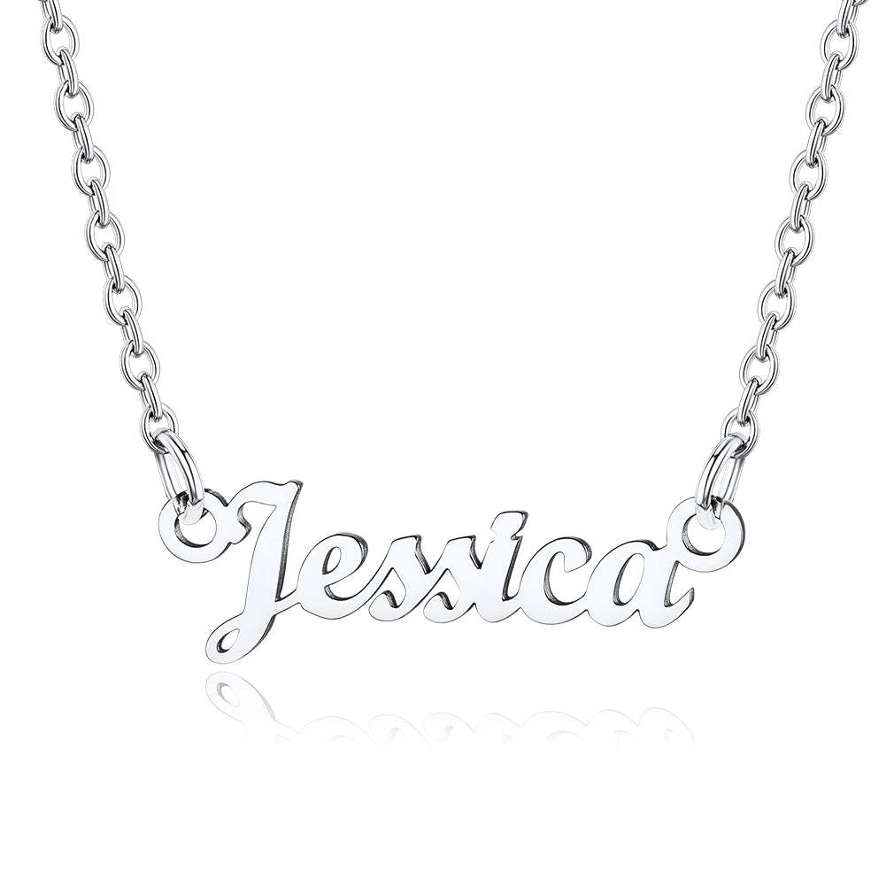 Collier Personnalisé avec Nom en Acier Inoxydable Jessica Argent