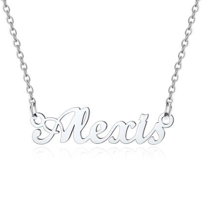Collier Personnalisé avec Nom en Acier Inoxydable Alexis Argent