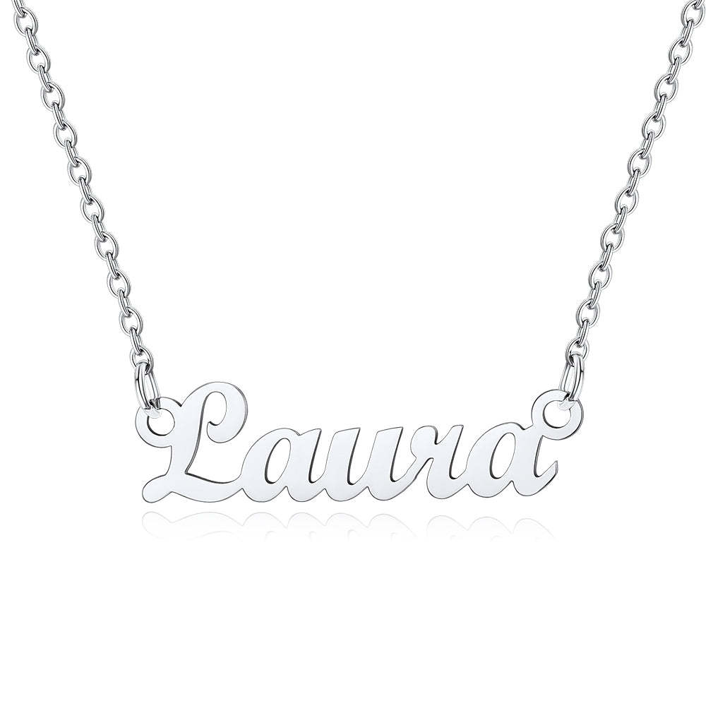 Collier Personnalisé avec Nom en Acier Inoxydable Laura Argent