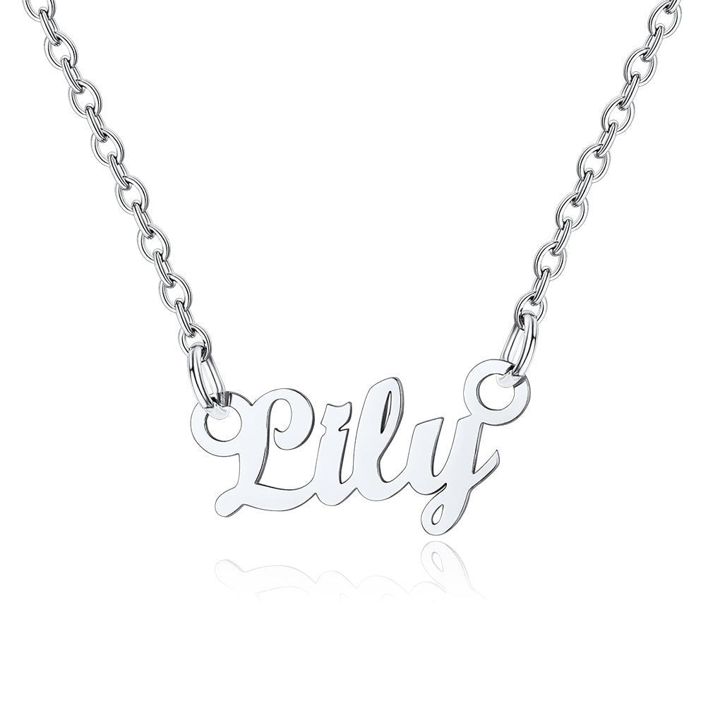 Collier Personnalisé avec Nom en Acier Inoxydable Lily Argenté