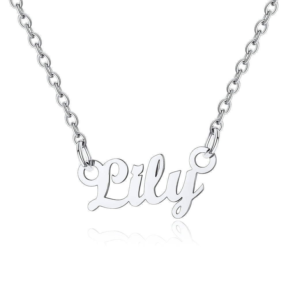 Collier Personnalisé avec Nom en Acier Inoxydable Lily Argenté