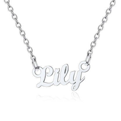 Collier Personnalisé avec Nom en Acier Inoxydable Lily Argenté