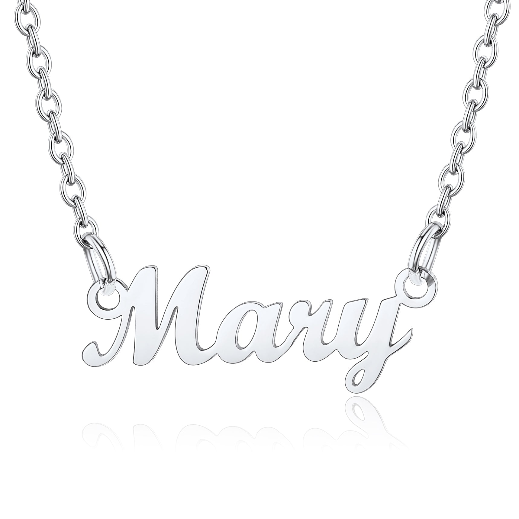 Collier Personnalisé avec Nom en Acier Inoxydable Mary Argenté