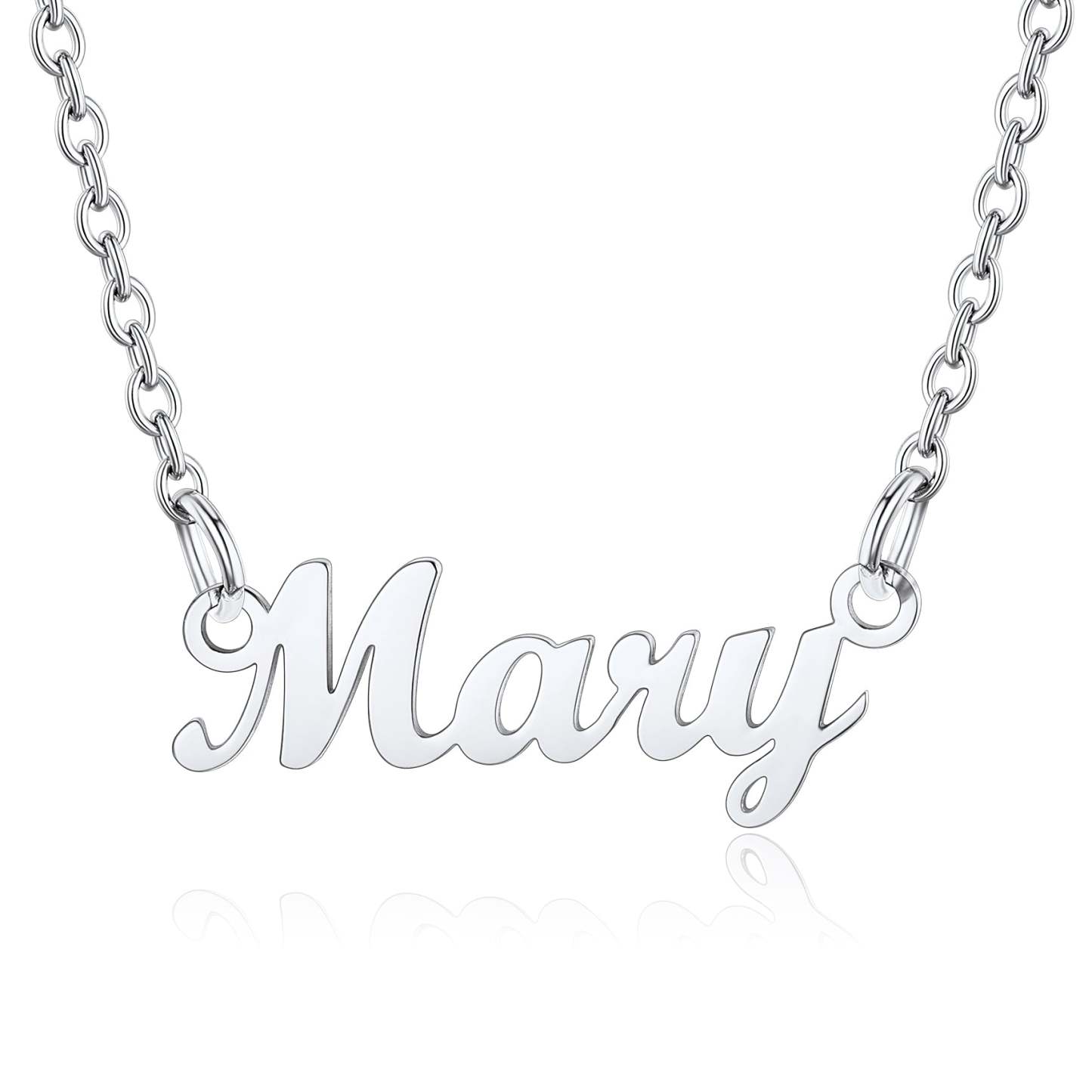 Collier Personnalisé avec Nom en Acier Inoxydable Mary Argenté