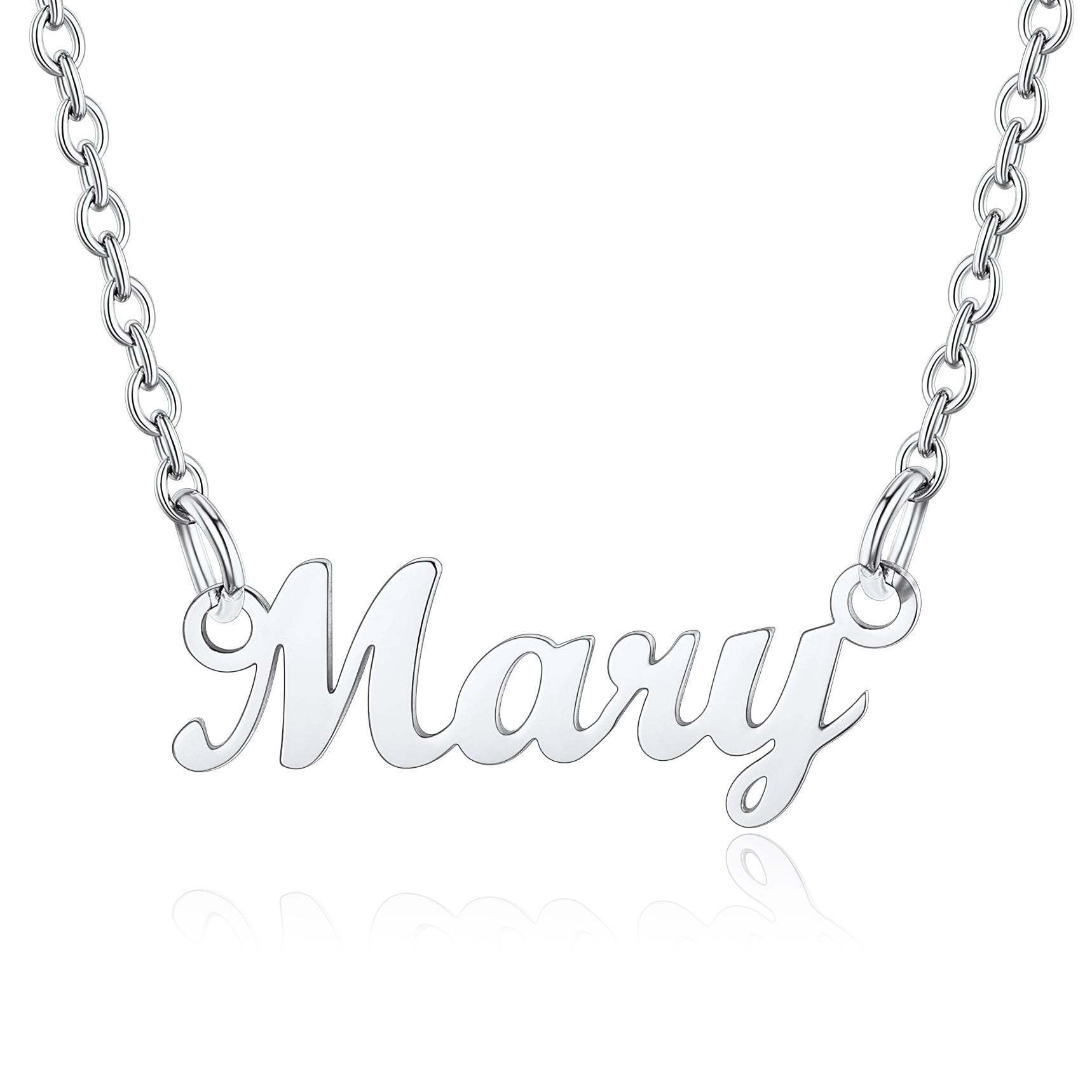 Collier Personnalisé avec Nom en Acier Inoxydable Mary Argenté