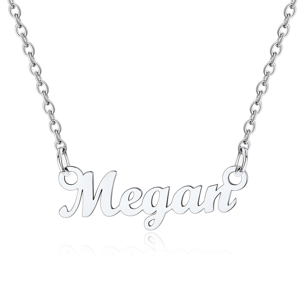 Collier Personnalisé avec Nom en Acier Inoxydable Megan Argenté