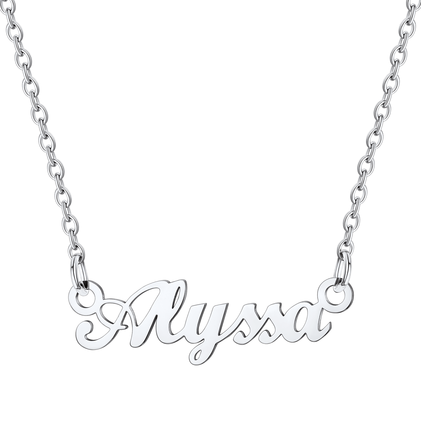 Collier Personnalisé avec Nom en Acier Inoxydable Alyssa Argent