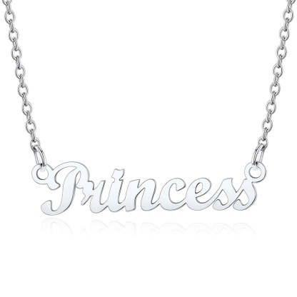 Collier Personnalisé avec Nom en Acier Inoxydable Princess Argenté