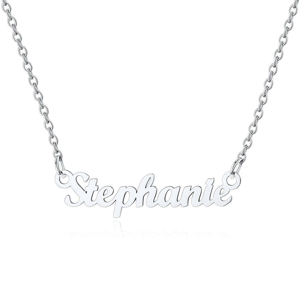 Collier Personnalisé avec Nom en Acier Inoxydable Stephanie Argenté