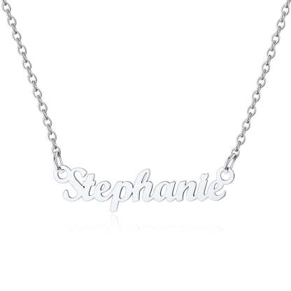Collier Personnalisé avec Nom en Acier Inoxydable Stephanie Argenté