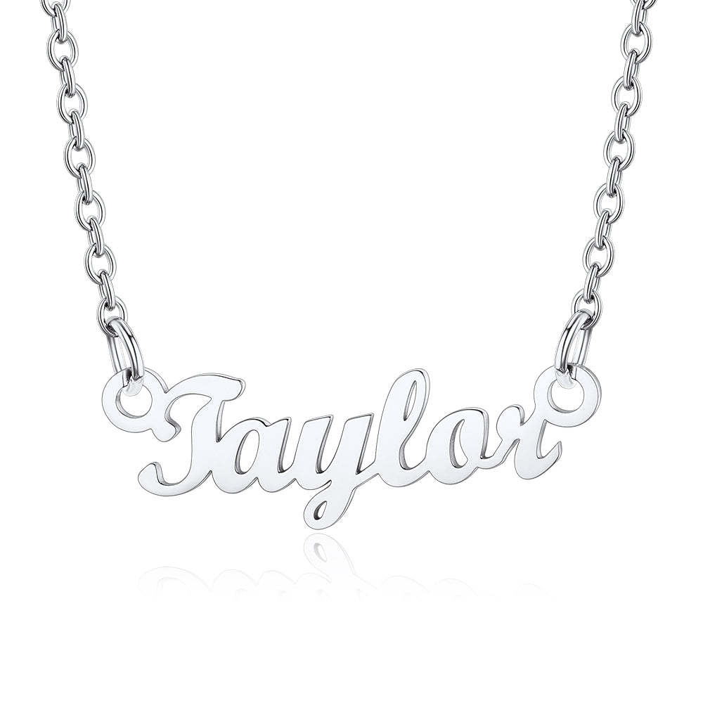 Collier Personnalisé avec Nom en Acier Inoxydable  Taylor Argenté