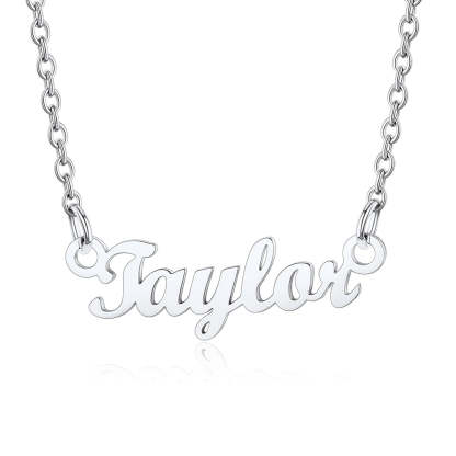 Collier Personnalisé avec Nom en Acier Inoxydable  Taylor Argenté