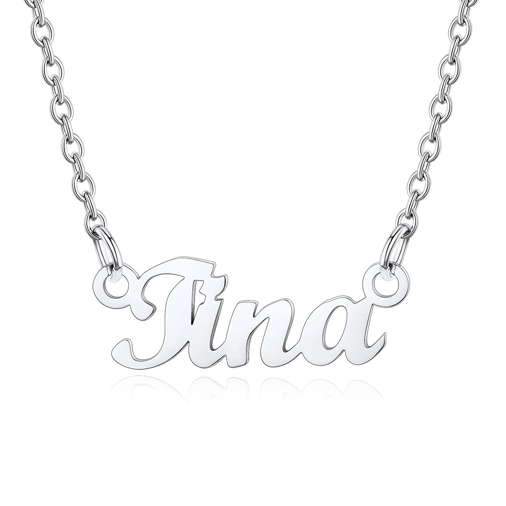 Collier Personnalisé avec Nom en Acier Inoxydable Tina Argenté