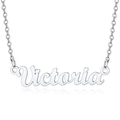 Collier Personnalisé avec Nom en Acier Inoxydable Victo Argenté
