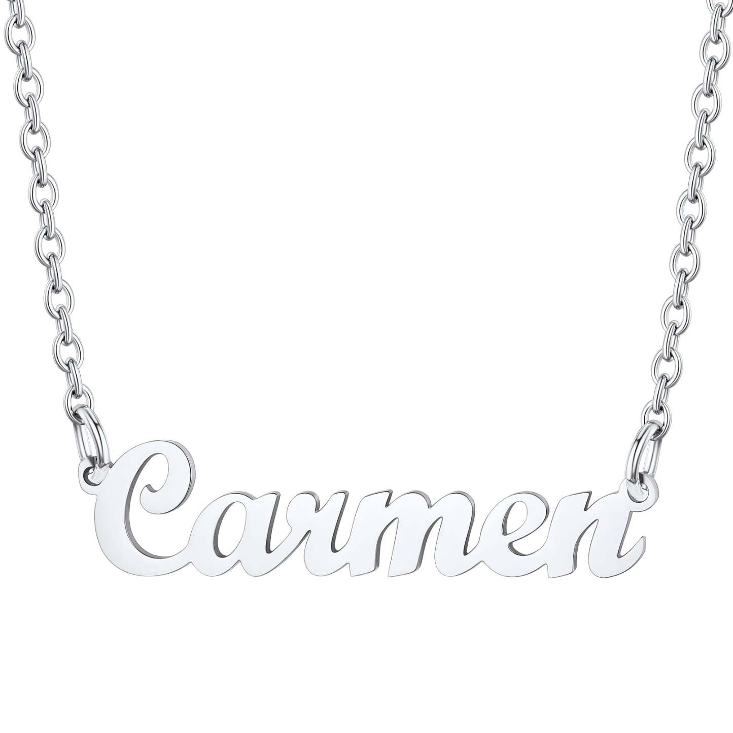 Collier Personnalisé avec Nom en Acier Inoxydable Carmen Argenté