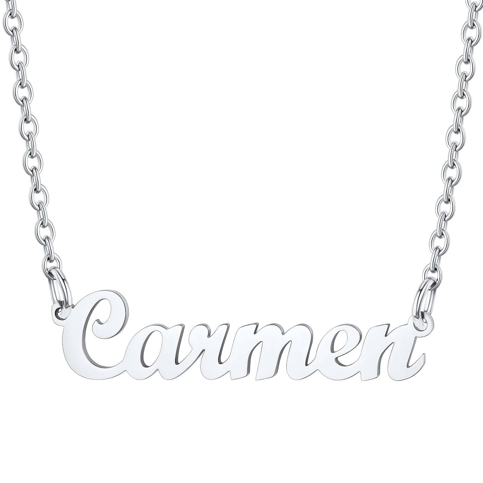 Collier Personnalisé avec Nom en Acier Inoxydable Carmen Argenté
