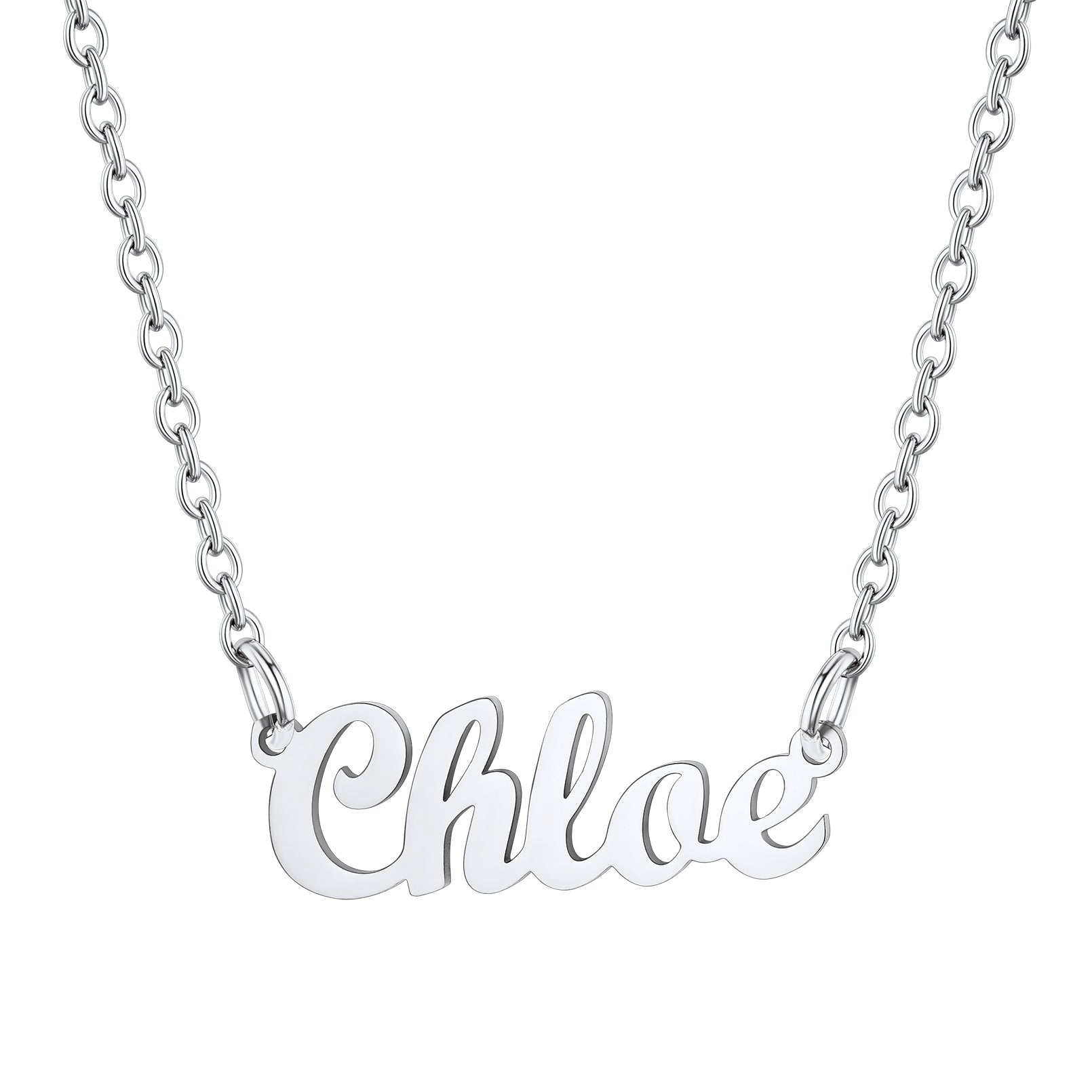 Collier Personnalisé avec Nom en Acier Inoxydable Chloe Argenté