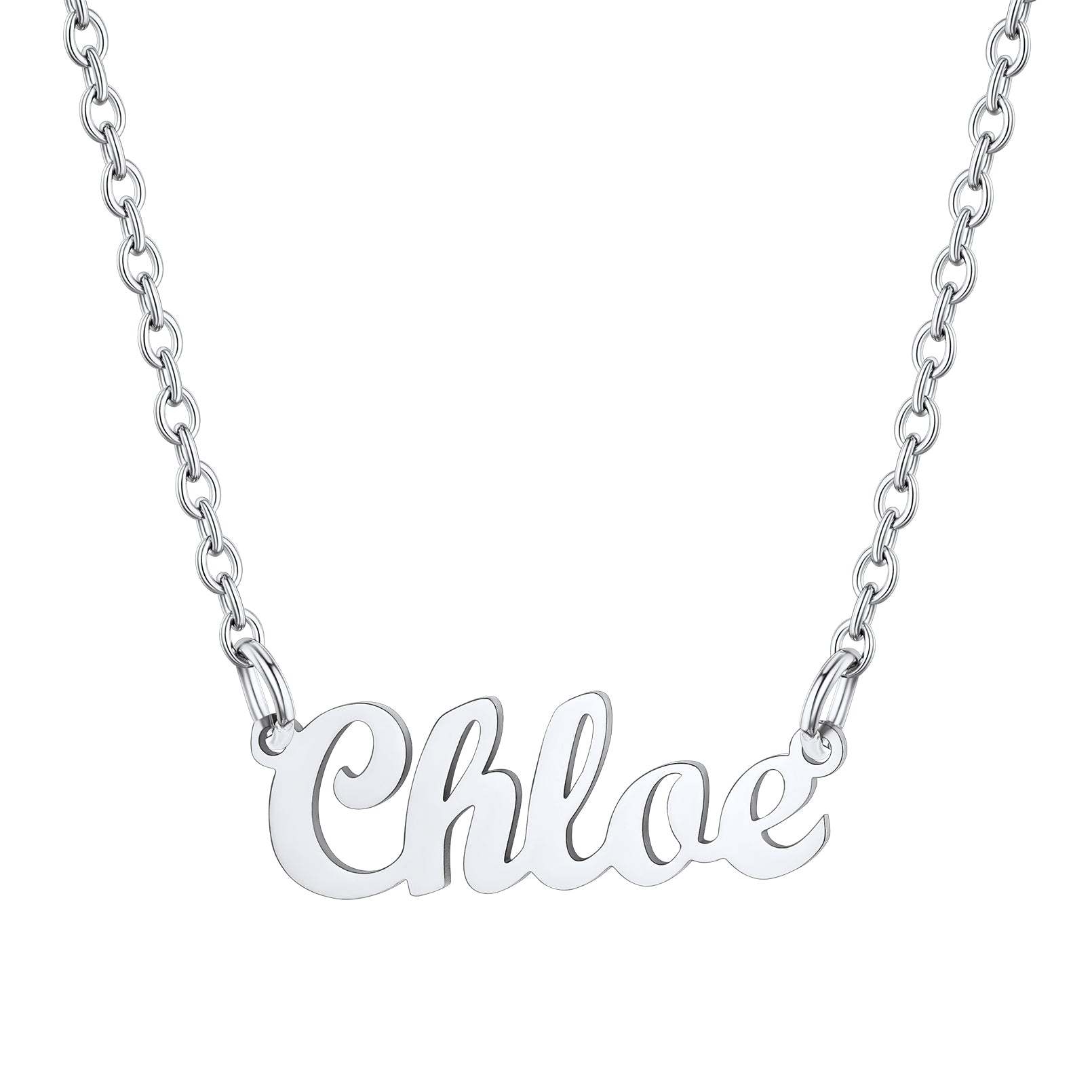 Collier Personnalisé avec Nom en Acier Inoxydable Chloe Argenté