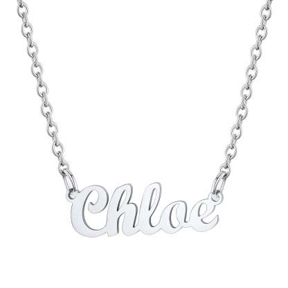 Collier Personnalisé avec Nom en Acier Inoxydable Chloe Argenté