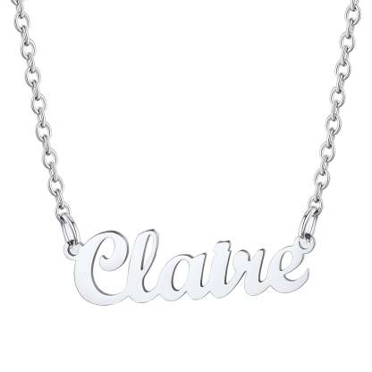 Collier Personnalisé avec Nom en Acier Inoxydable Claire Argenté