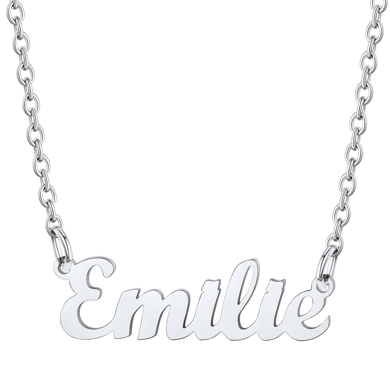 Collier Personnalisé avec Nom en Acier Inoxydable Emilie Argenté