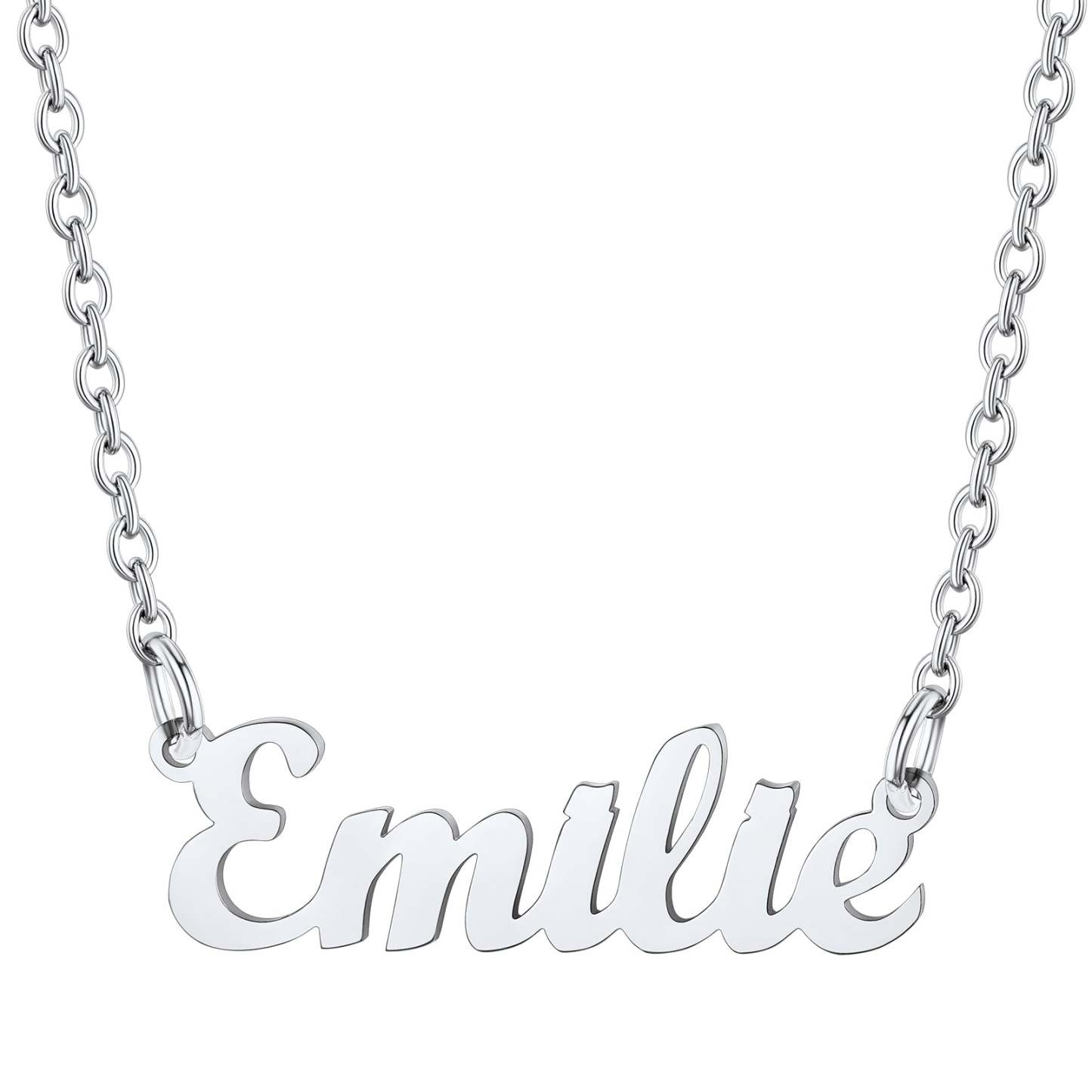 Collier Personnalisé avec Nom en Acier Inoxydable Emilie Argenté