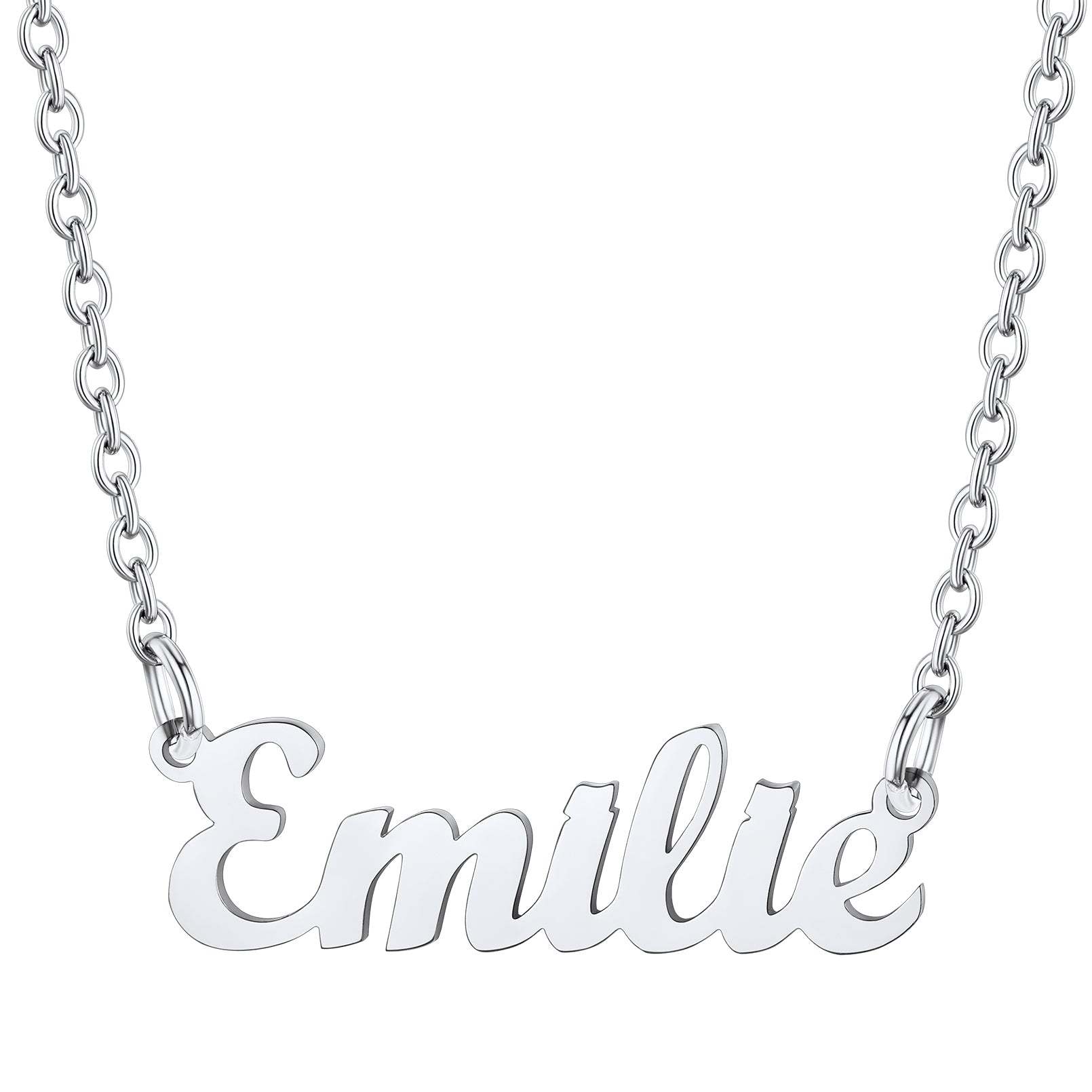 Collier Personnalisé avec Nom en Acier Inoxydable Emilie Argenté