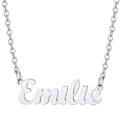 Collier Personnalisé avec Nom en Acier Inoxydable Emilie Argenté