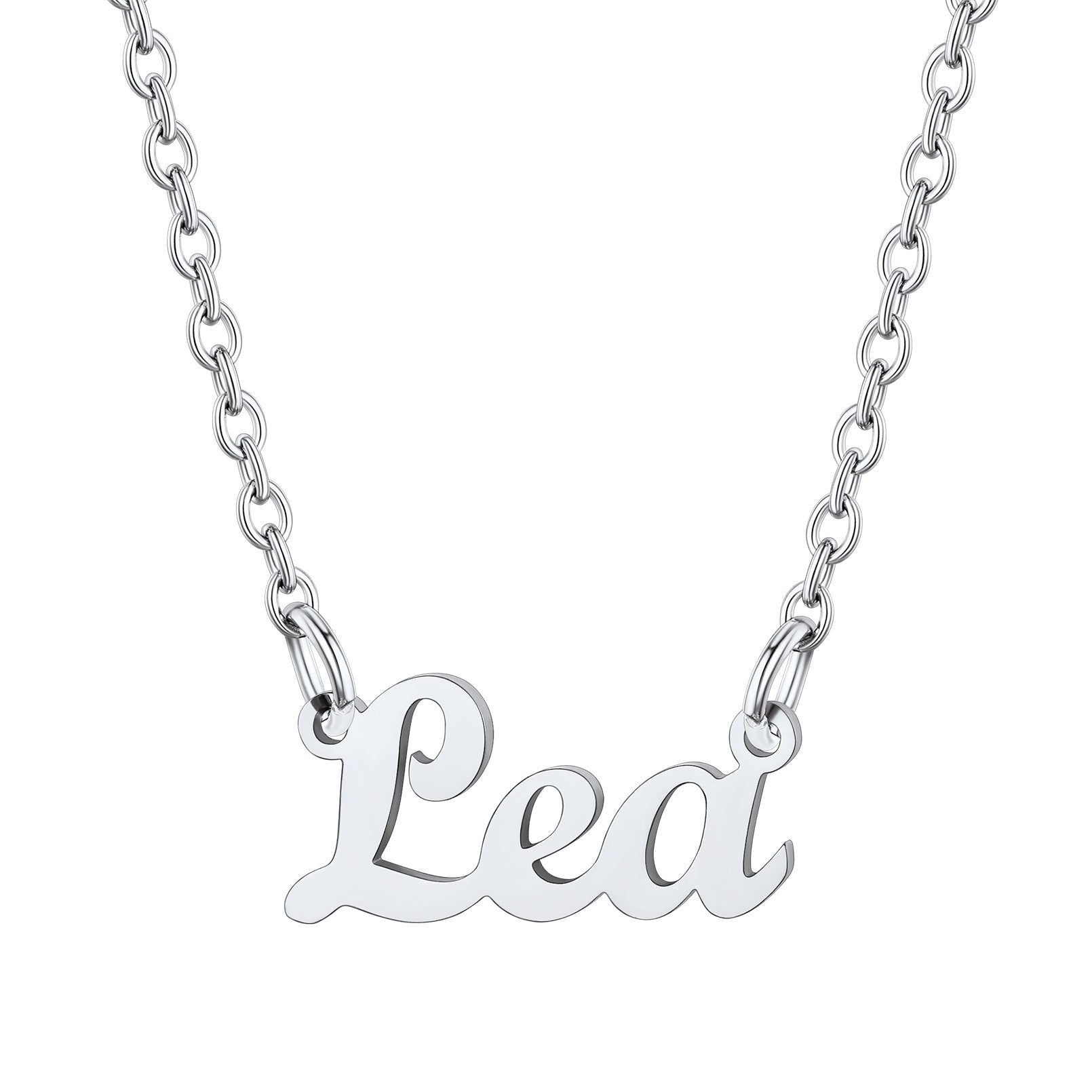 Collier Personnalisé avec Nom en Acier Inoxydable Lea Argenté