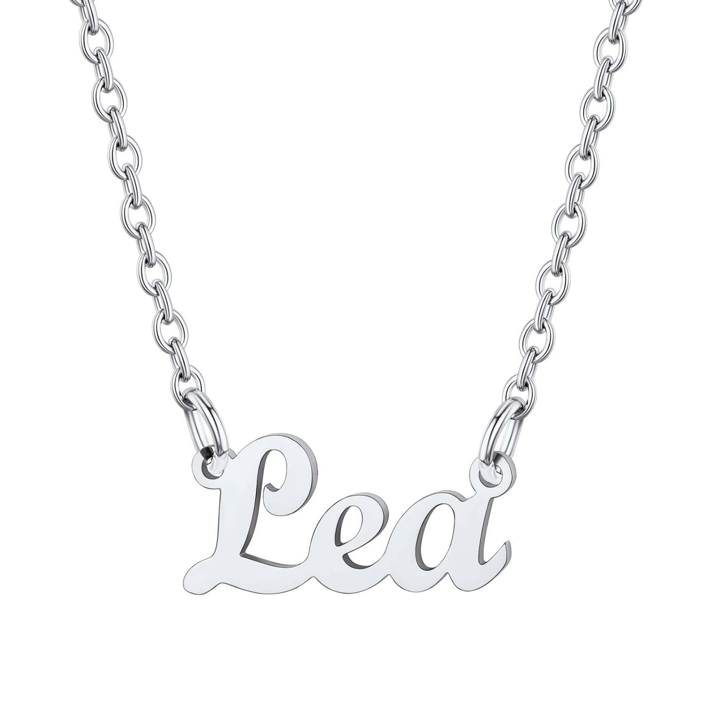 Collier Personnalisé avec Nom en Acier Inoxydable Lea Argenté