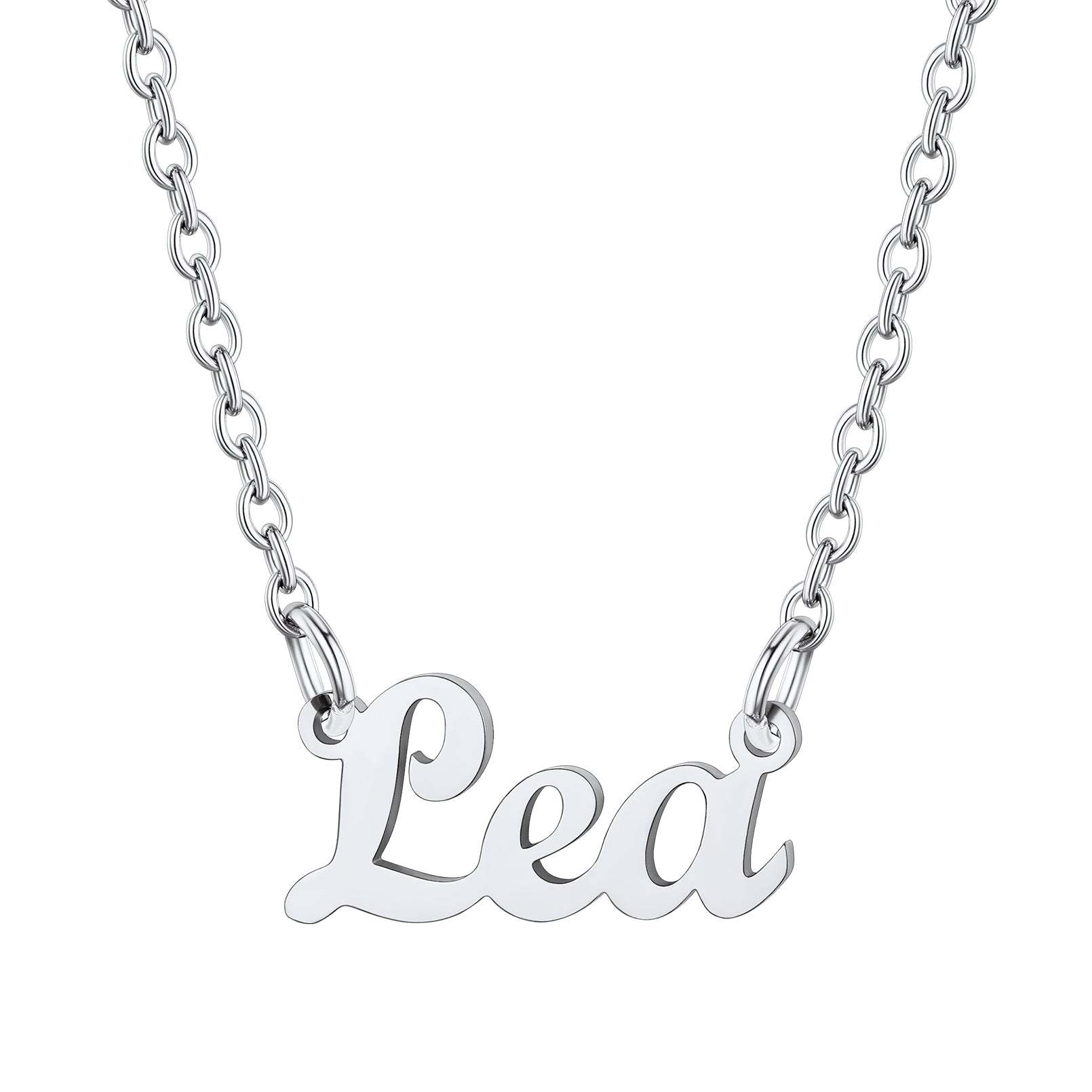 Collier Personnalisé avec Nom en Acier Inoxydable Lea Argenté
