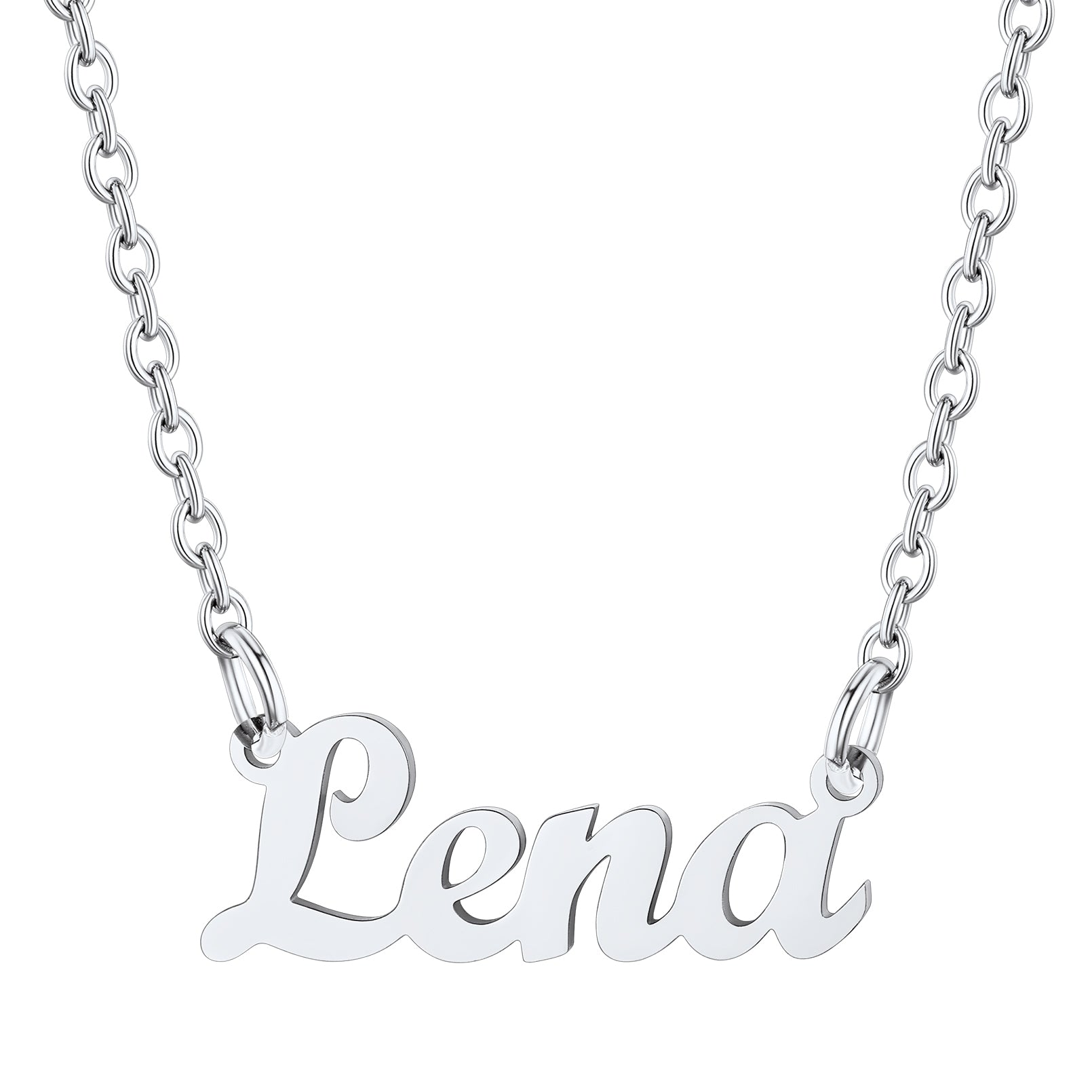 Collier Personnalisé avec Nom en Acier Inoxydable Lena Argenté
