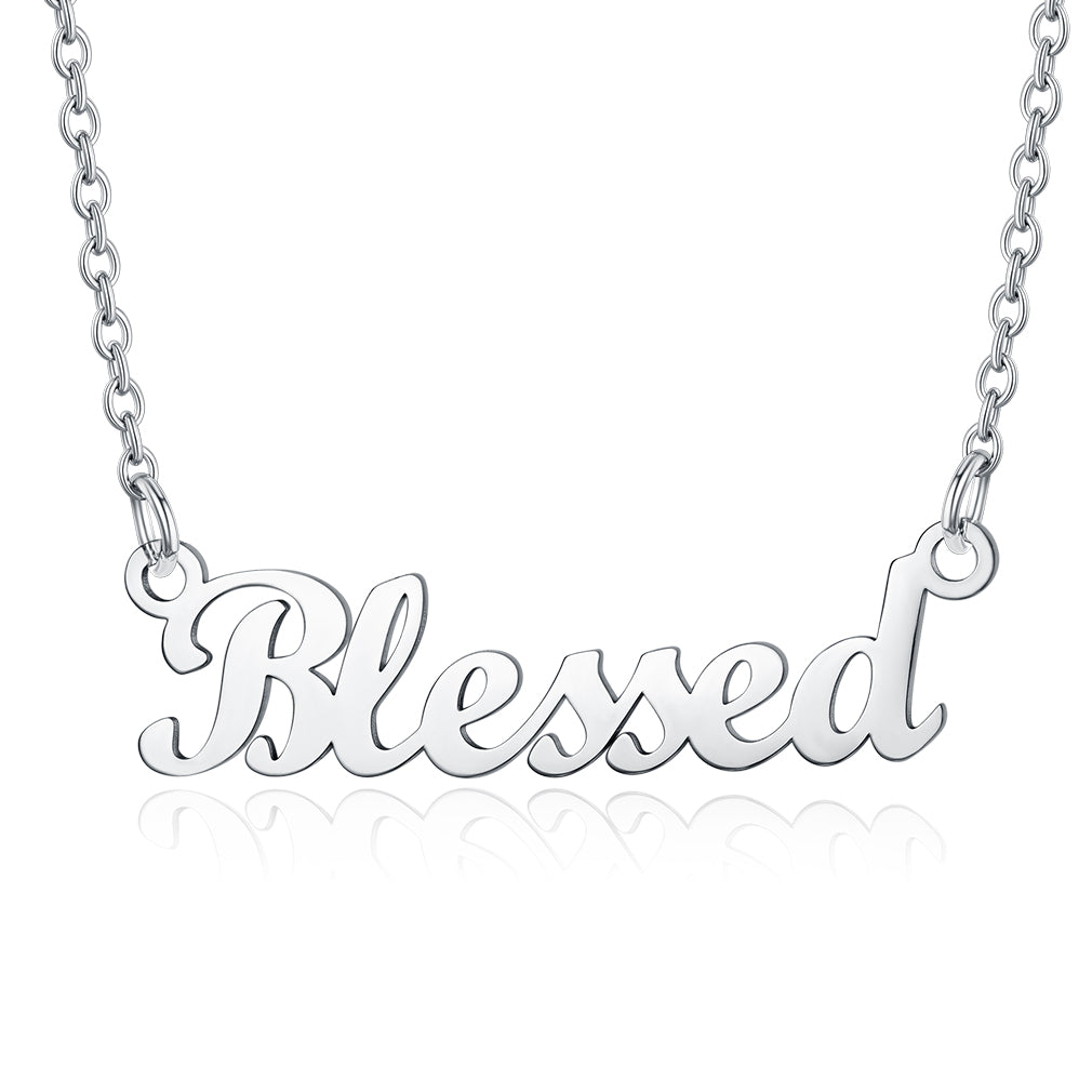 Collier Personnalisé avec Nom en Acier Inoxydable Blessed Argent