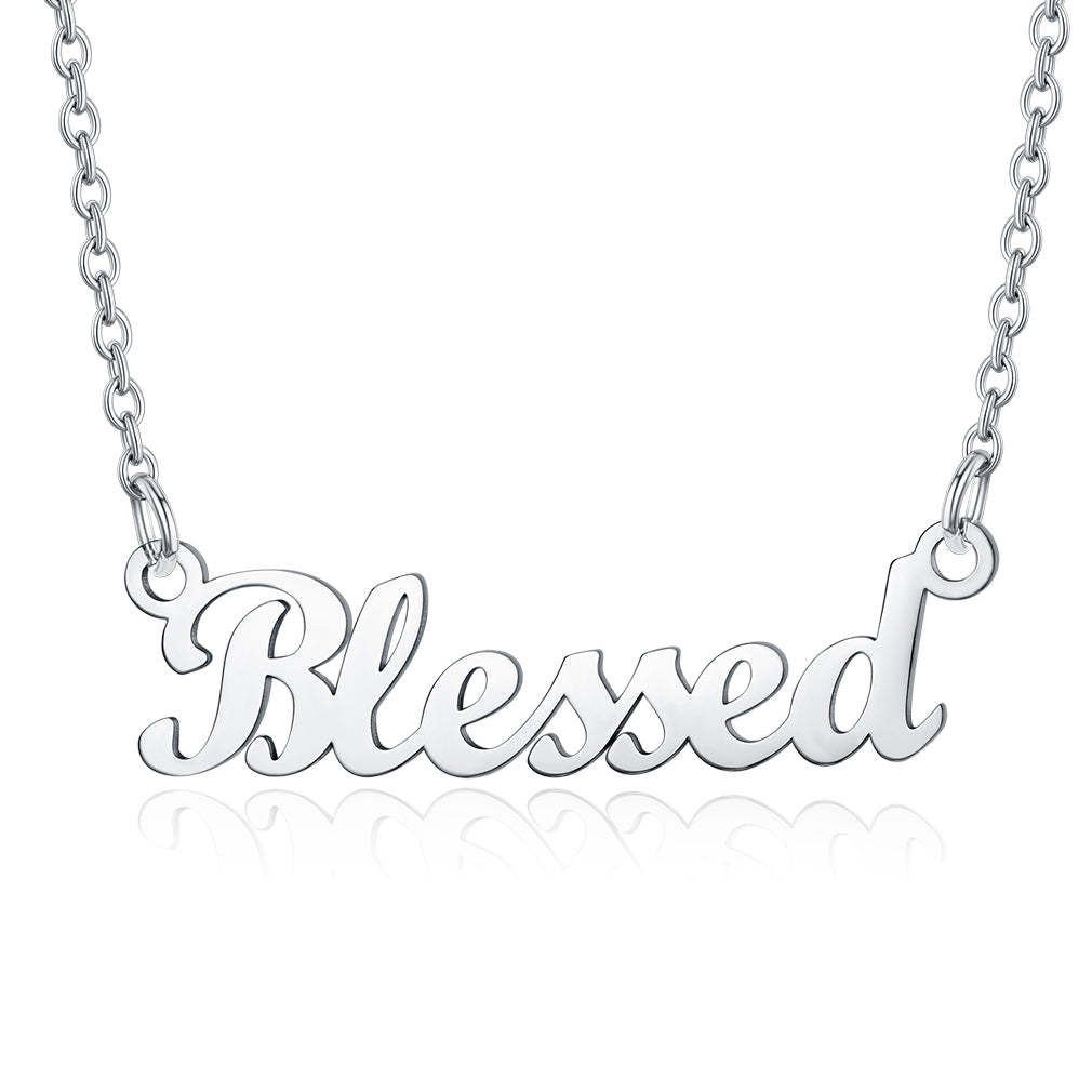 Collier Personnalisé avec Nom en Acier Inoxydable Blessed Argent