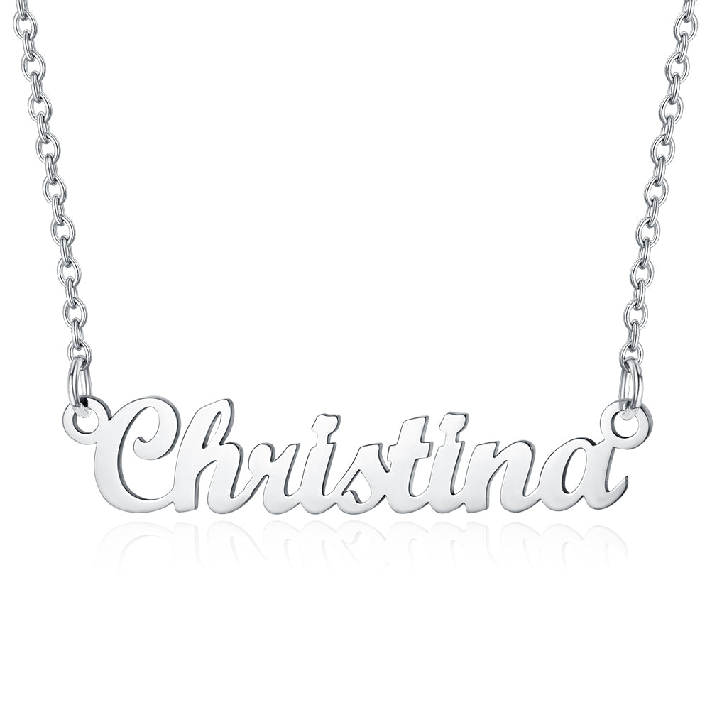Collier Personnalisé avec Nom en Acier Inoxydable Christina Argent